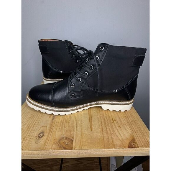 Steve Madden Men\'s Leather Cap‎ Toe Lace Up Combat Boot Black Size 10.5 main image 6